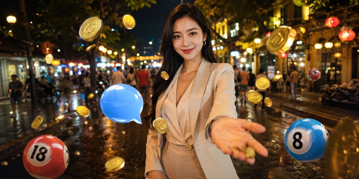 Không khí chợ đêm Hà Nội với người dùng kiểm tra thông tin xổ số và cá cược trên điện thoại